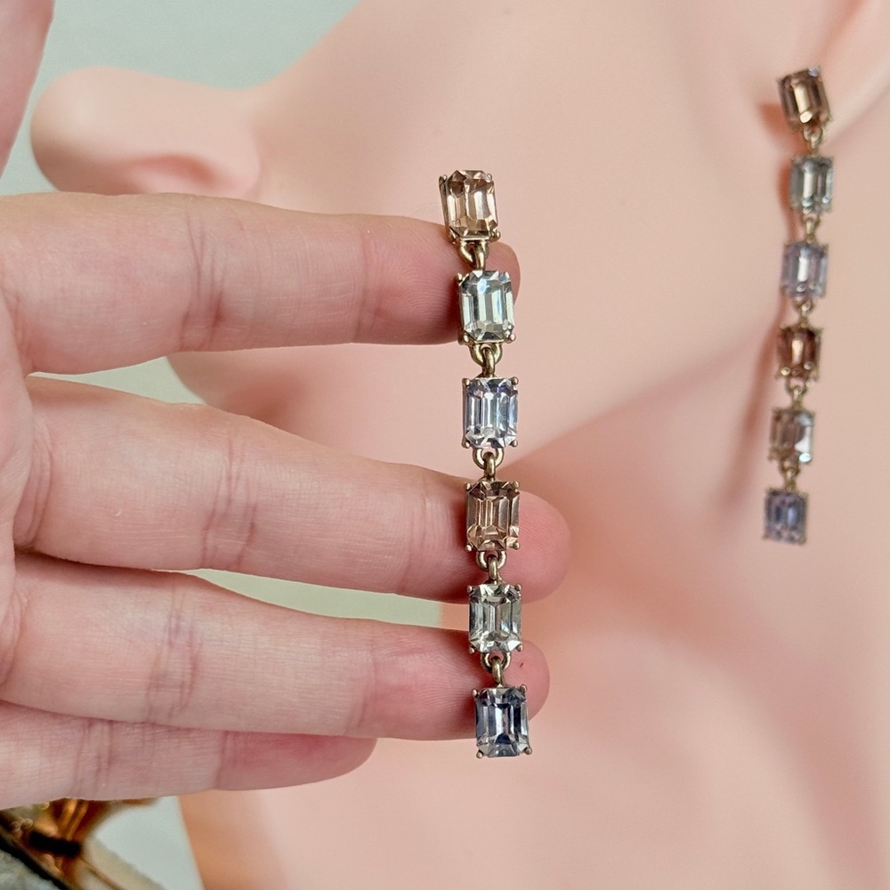 Gold and Multicolor Gem Earrings - Picture 4 of 7